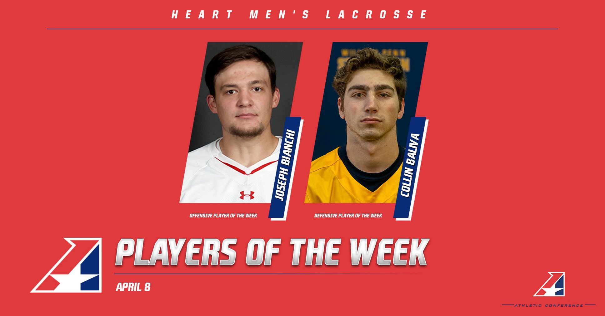 Bianchi, Baliva Secure Heart Men&rsquo;s Lacrosse Weekly Awards