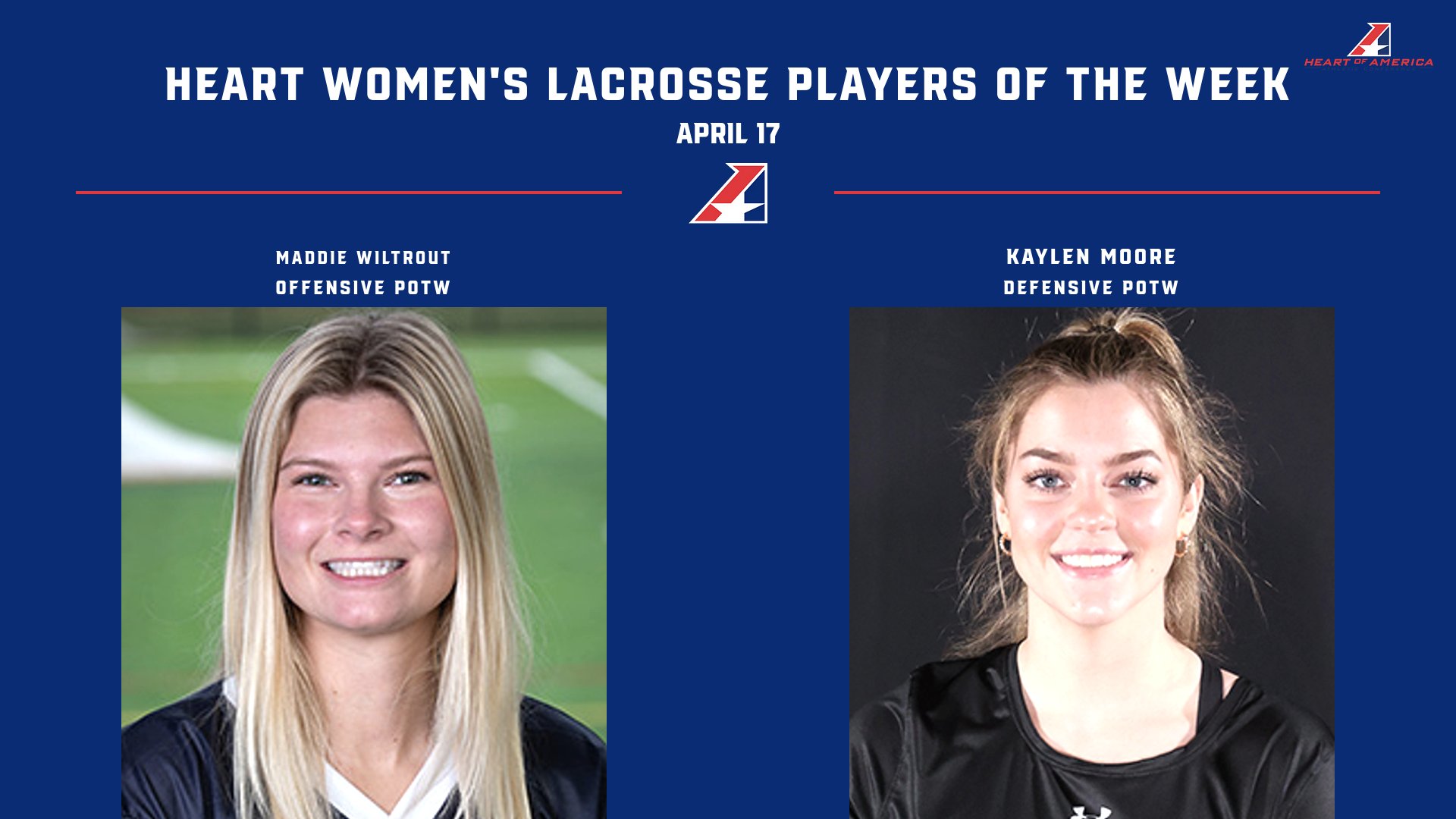Final Heart Women’s Lacrosse Player of the Week Awards of 2023 Announced