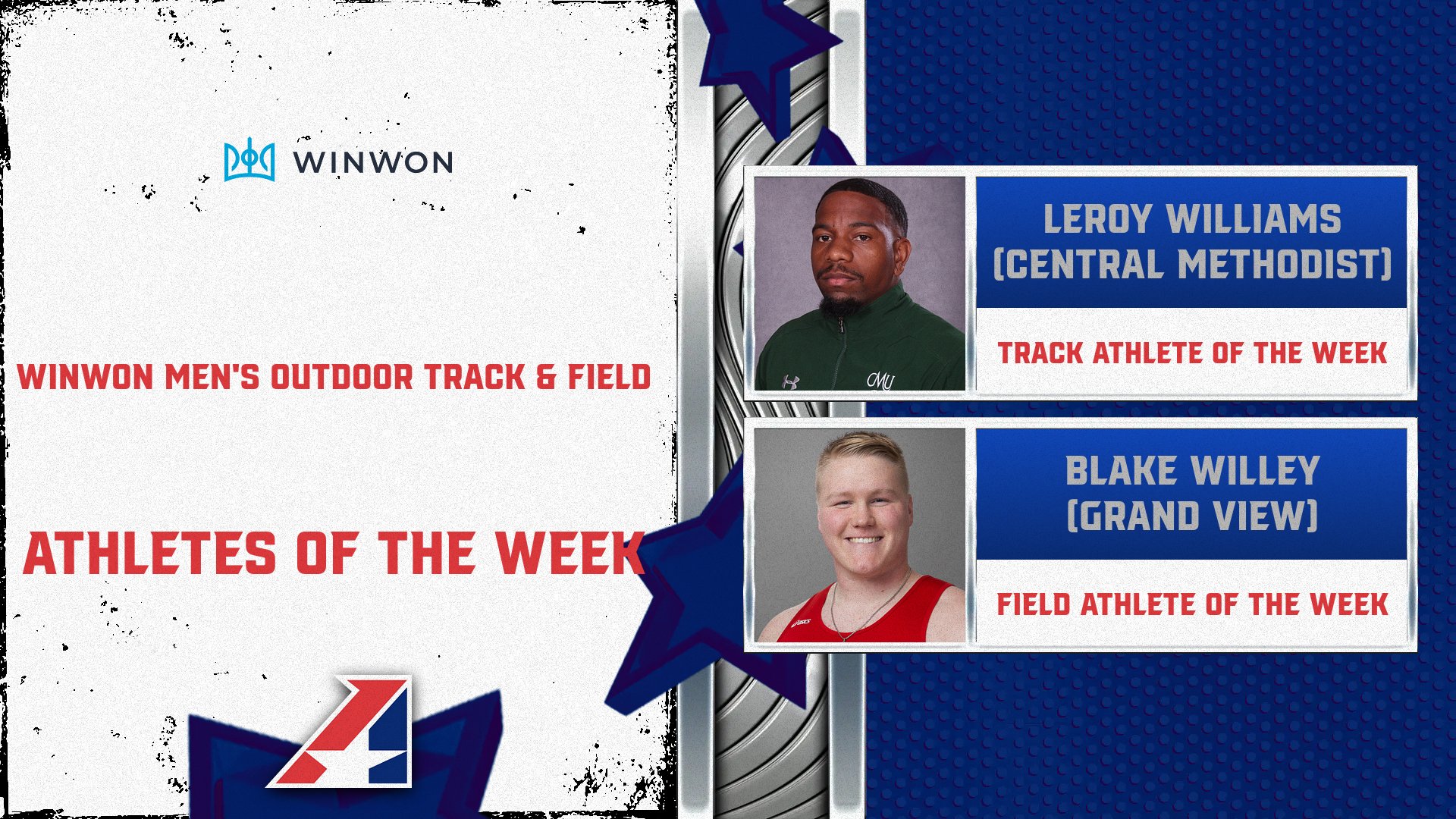 Willey, Williams Selected WinWon Men&rsquo;s Outdoor Track &amp; Field Athletes of the Week