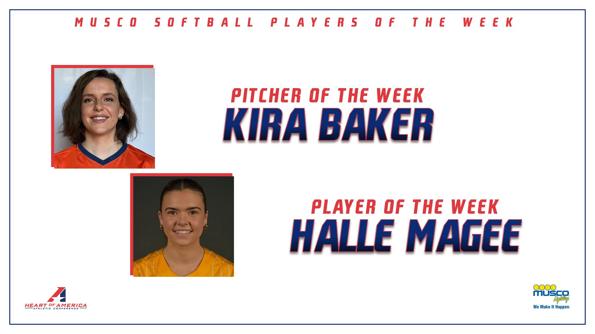 Magee, Baker Selected Musco Softball Players of the Week