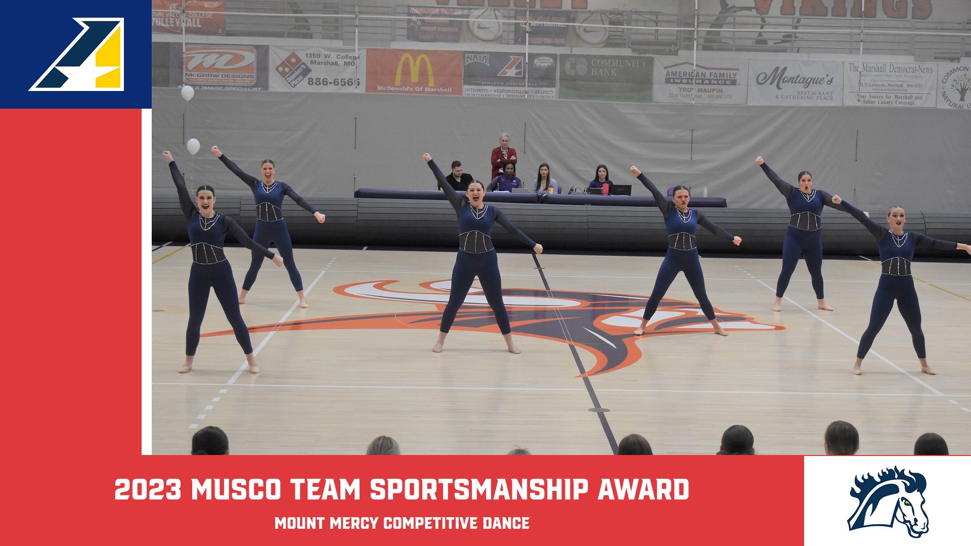 Mount Mercy Competitive Dance Selected 2023 Musco Team Sportsmanship Award Winners