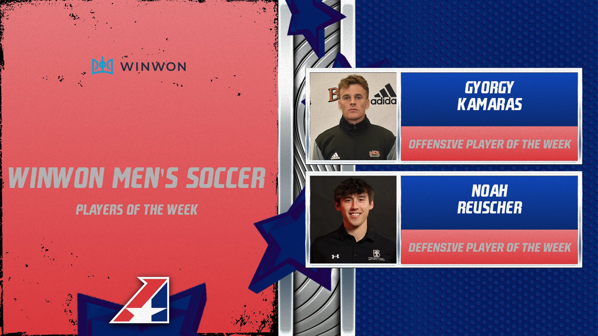 Kamaras, Reuscher Capture WinWon Men’s Soccer Player of the Week Awards