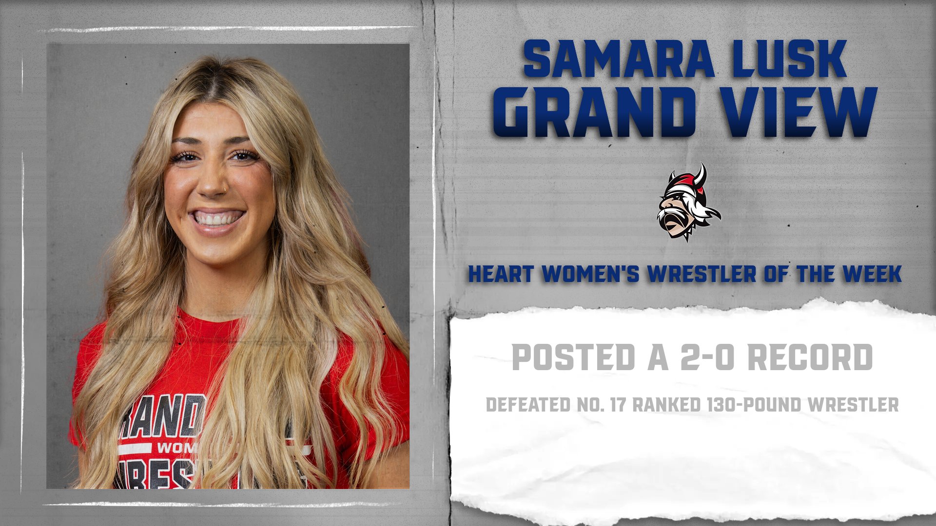 Grand View’s Samara Lusk Selected Heart Women’s Wrestler of the Week
