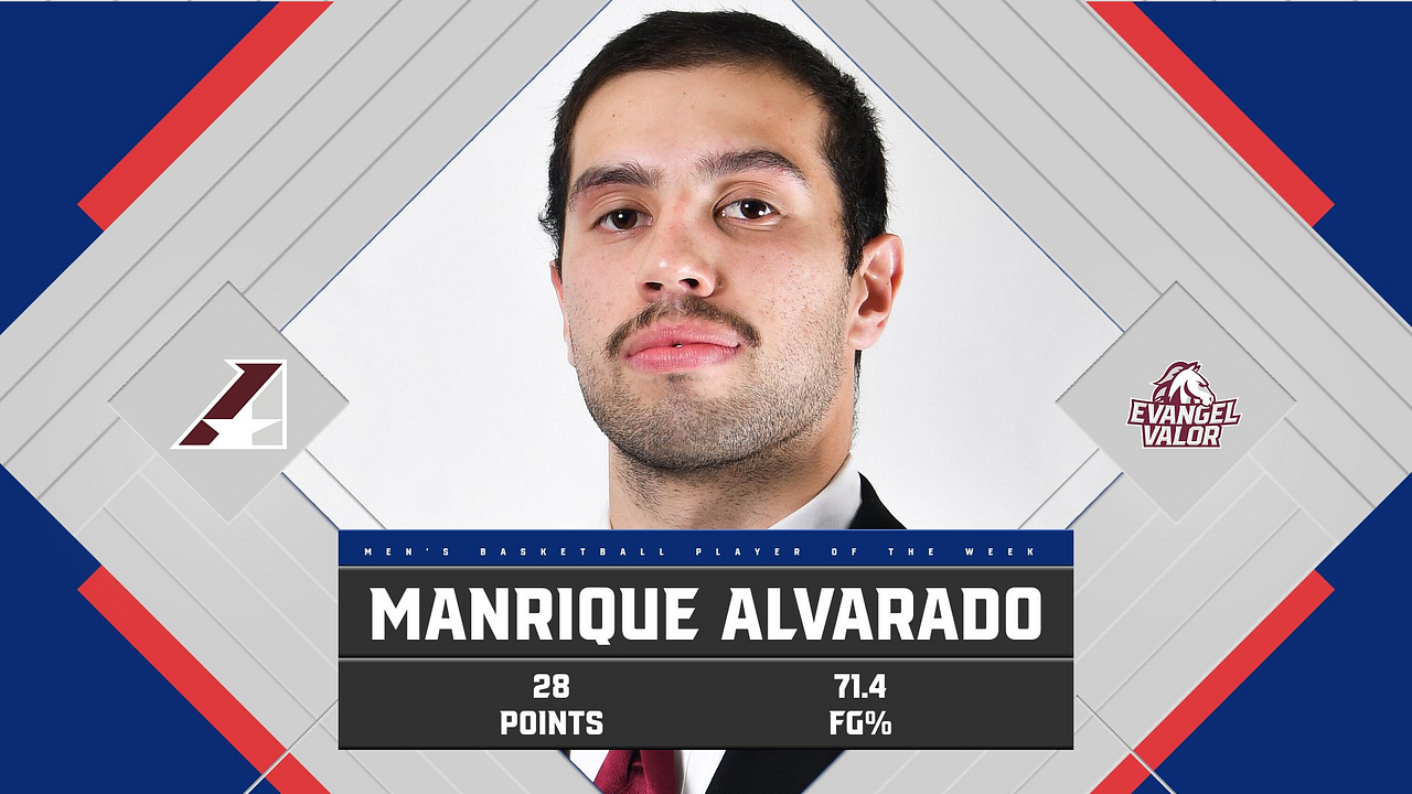Manrique Alvarado of No. 22 Evangel, Selected Heart Men’s Basketball Player of the Week