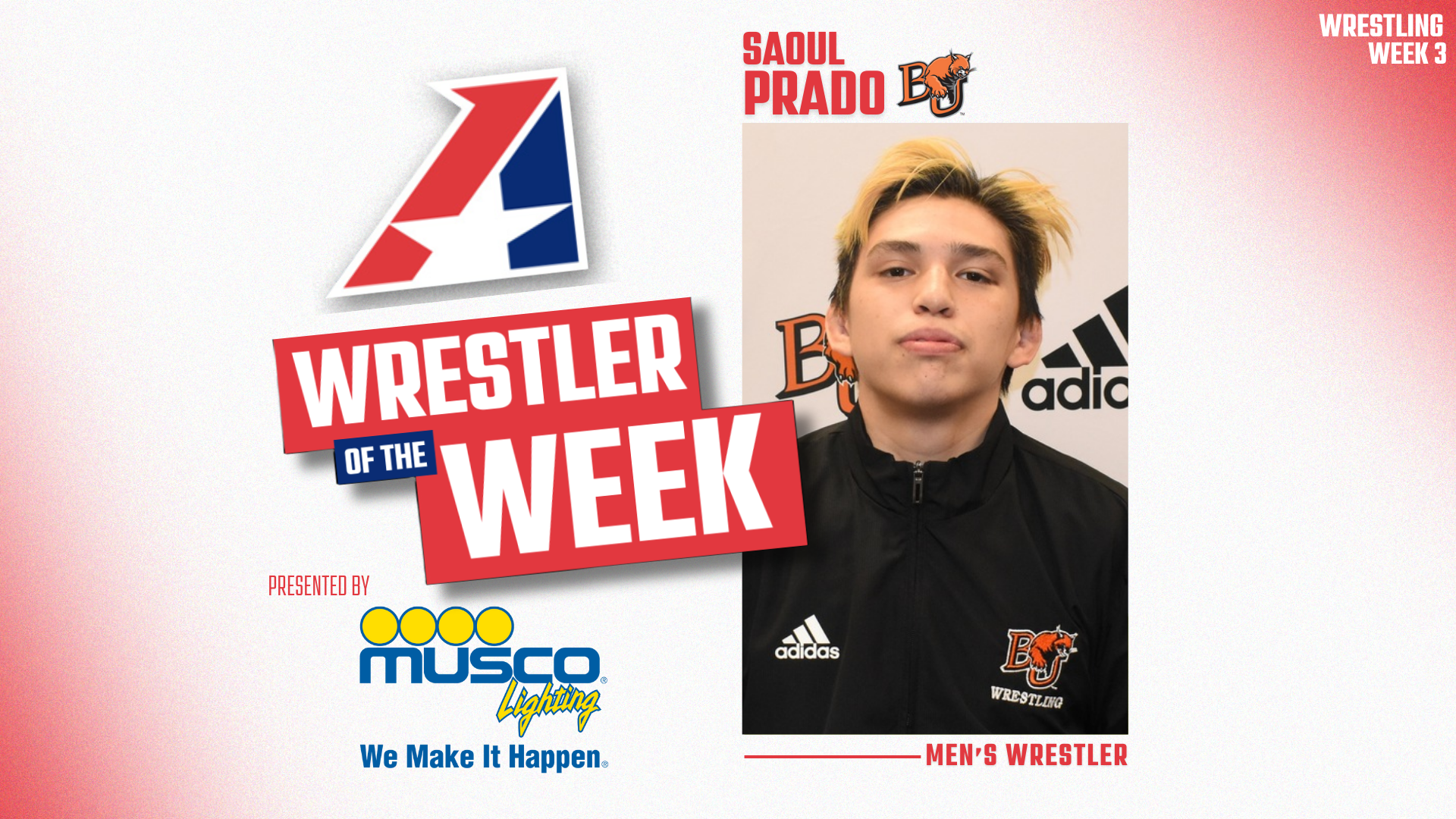 Baker University’s Saoul Prado Earns Heart Men’s Wrestler of the Week Honors