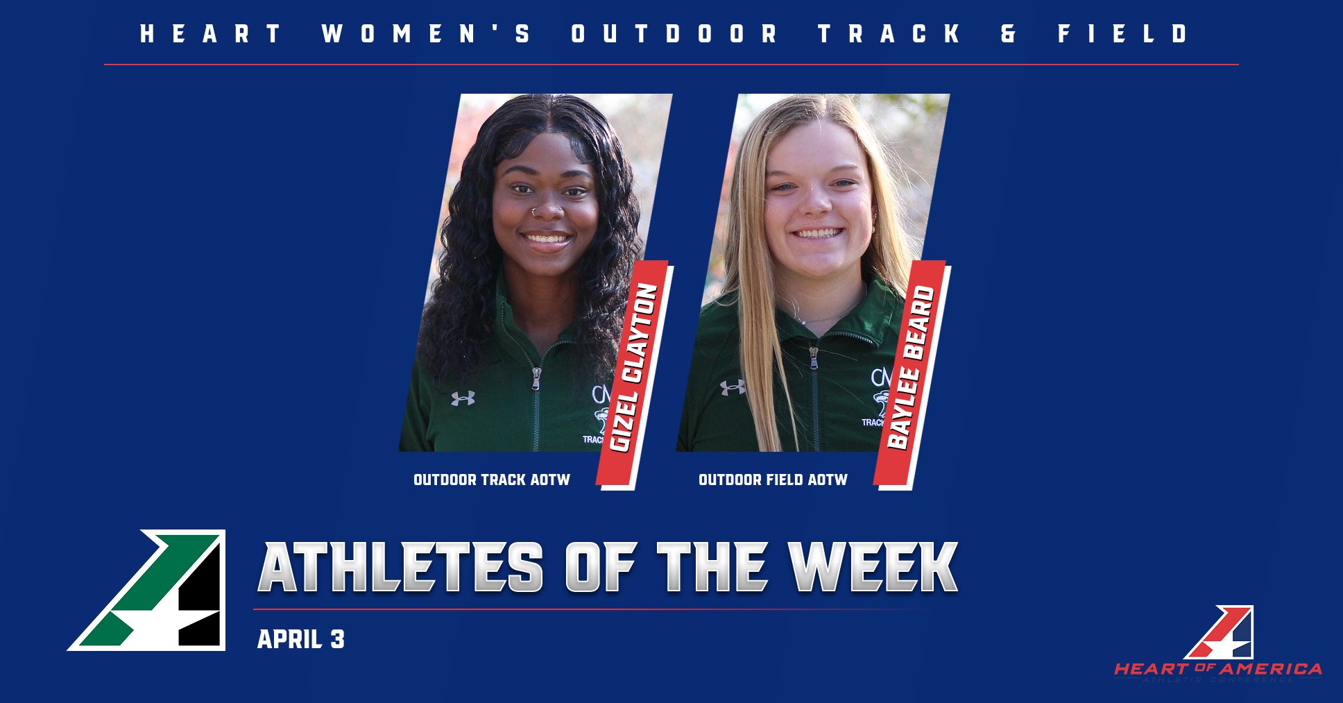 Central Methodist Sweeps Heart Women’s Outdoor Track & Field Weekly Awards