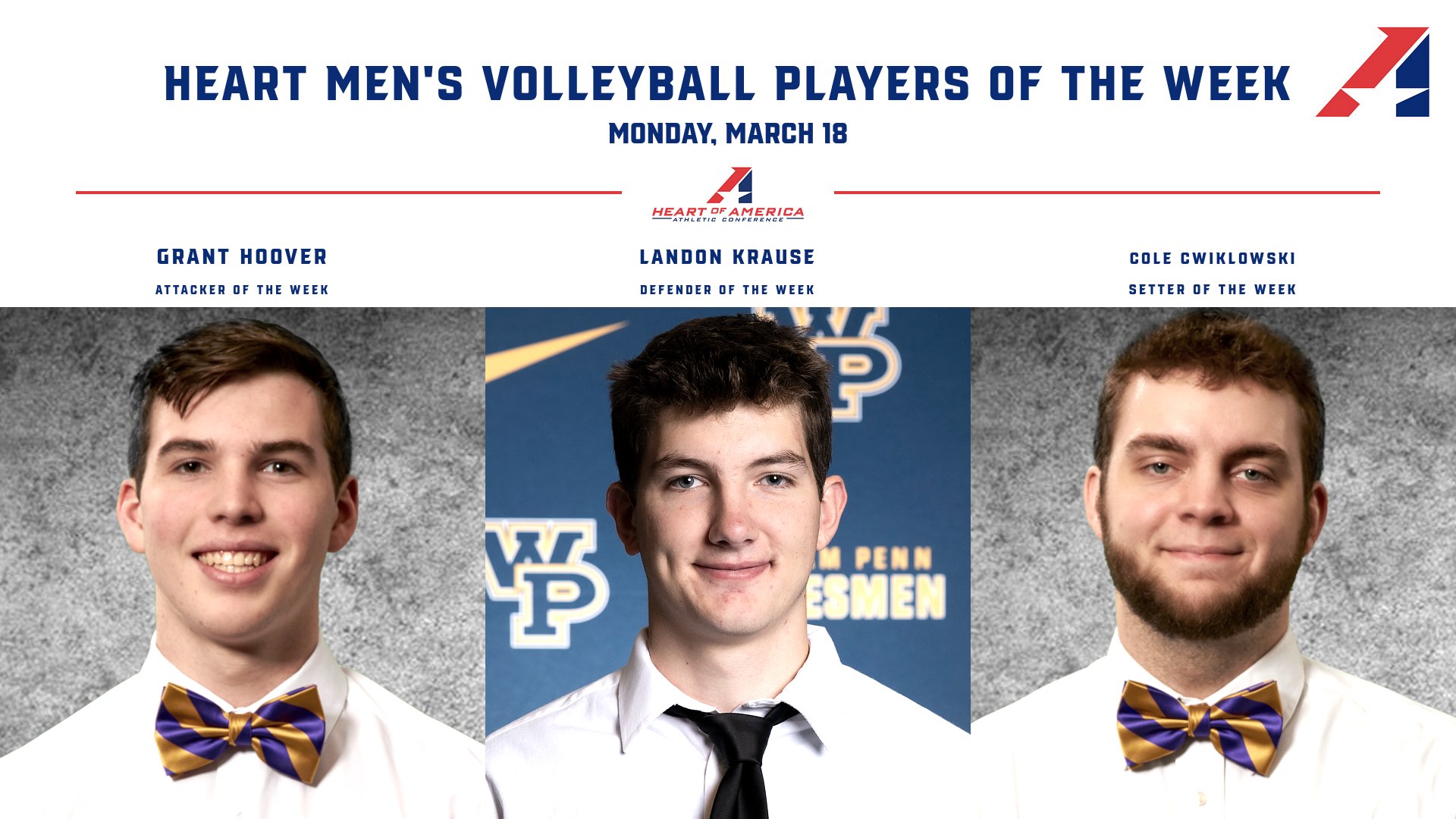 Heart Men’s Volleyball Players of the Week Announced – March 18