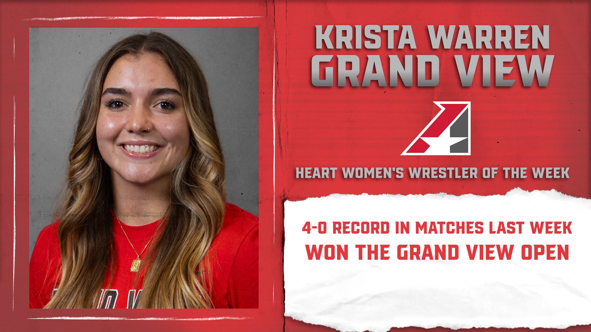 Krista Warren Captures Heart Women’s Wrestler of the Week