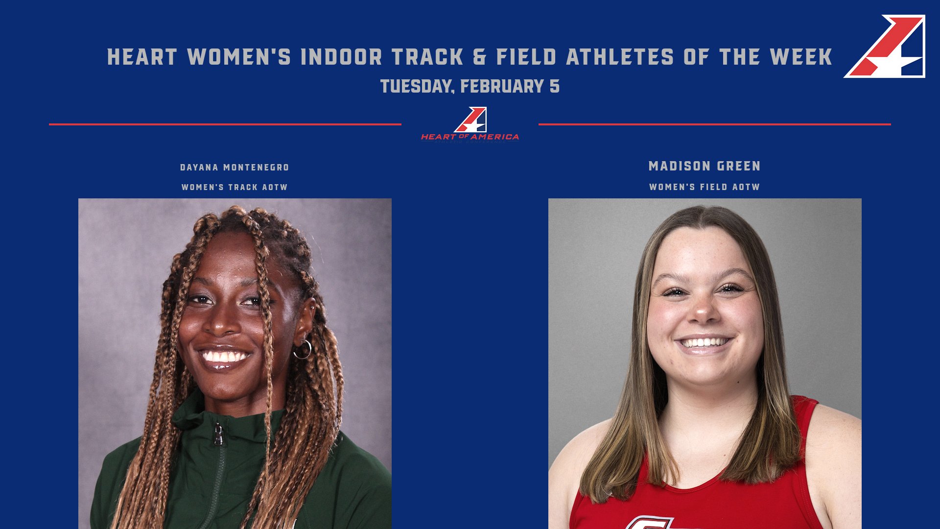 Montenegro, Green Earn Heart Women&rsquo;s Indoor Track &amp; Field Athlete of the Week Honors