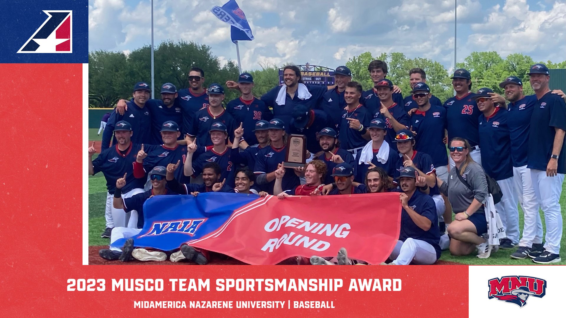 MidAmerica Nazarene University Baseball Selected 2023 Musco Team Sportsmanship Award Recipient for Second Consecutive Season