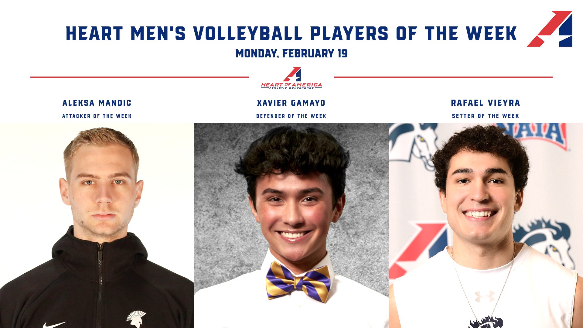 Heart Men’s Volleyball Players of the Week – February 19