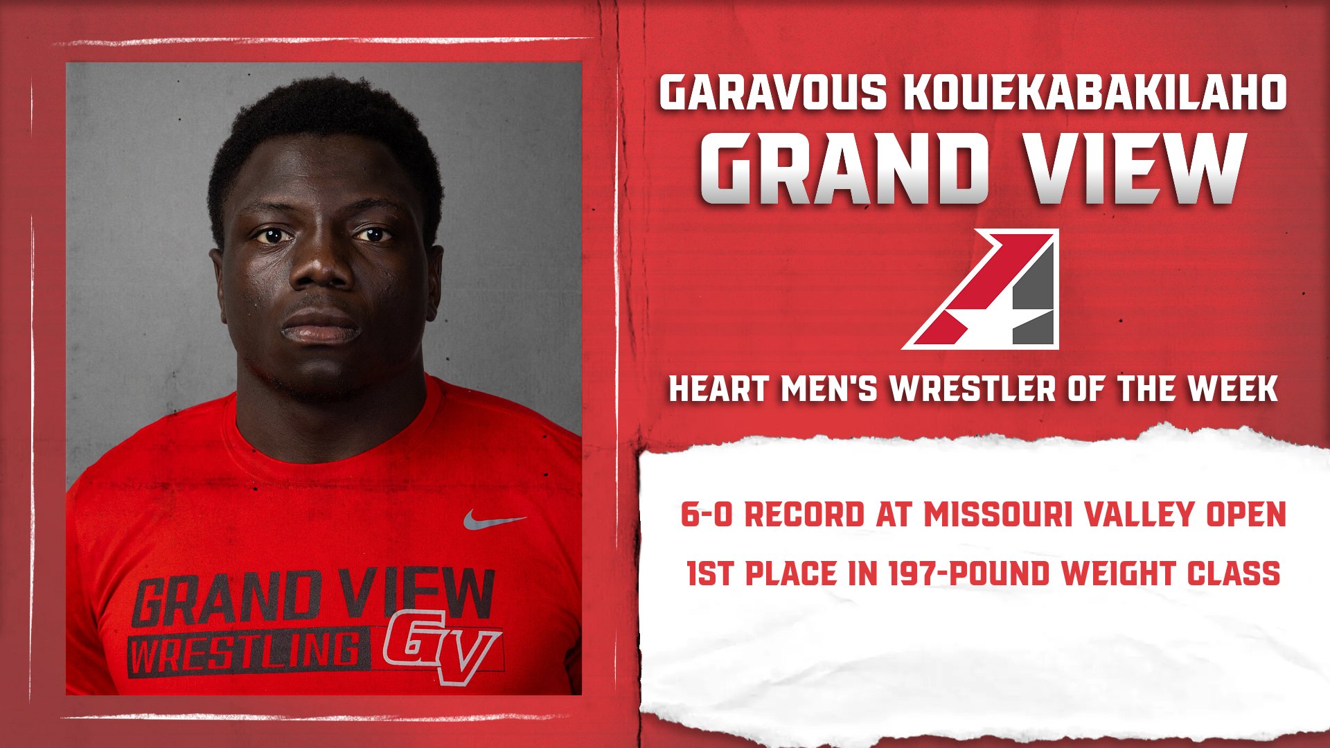No. 8 ranked Garavous Kouekabakilaho Selected Heart Men’s Wrestler of the Week