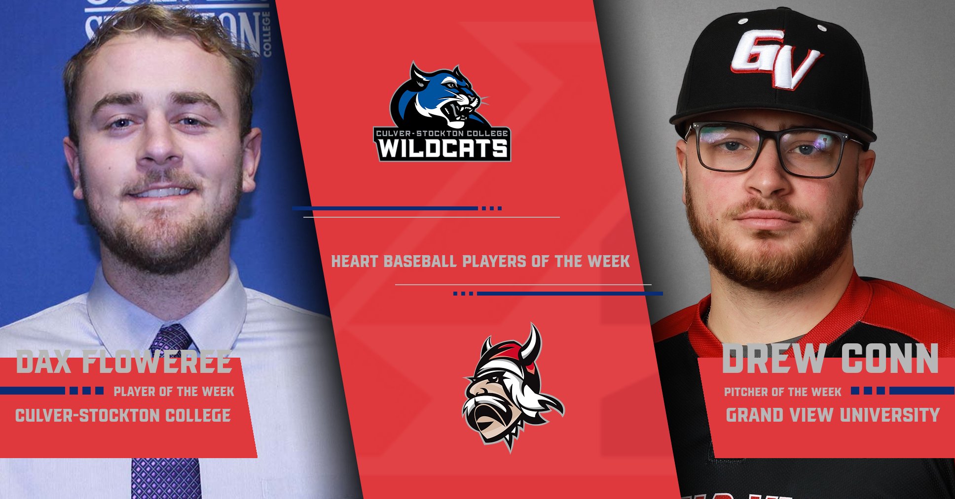 Two First Time Winners in 2023 Highlight Heart Baseball Players of the Week
