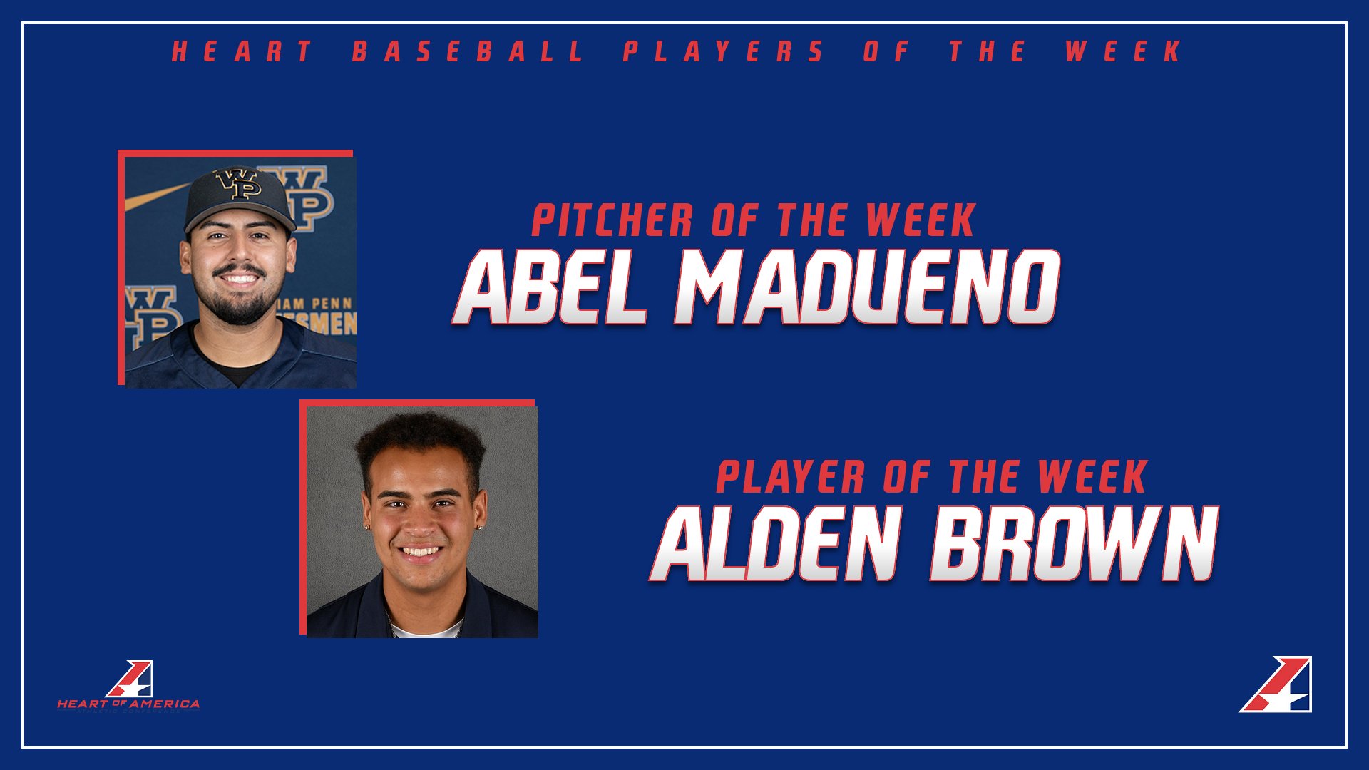 Clarke’s Brown, WPU’s Madueno Selected Heart Baseball Player & Pitcher of the Week