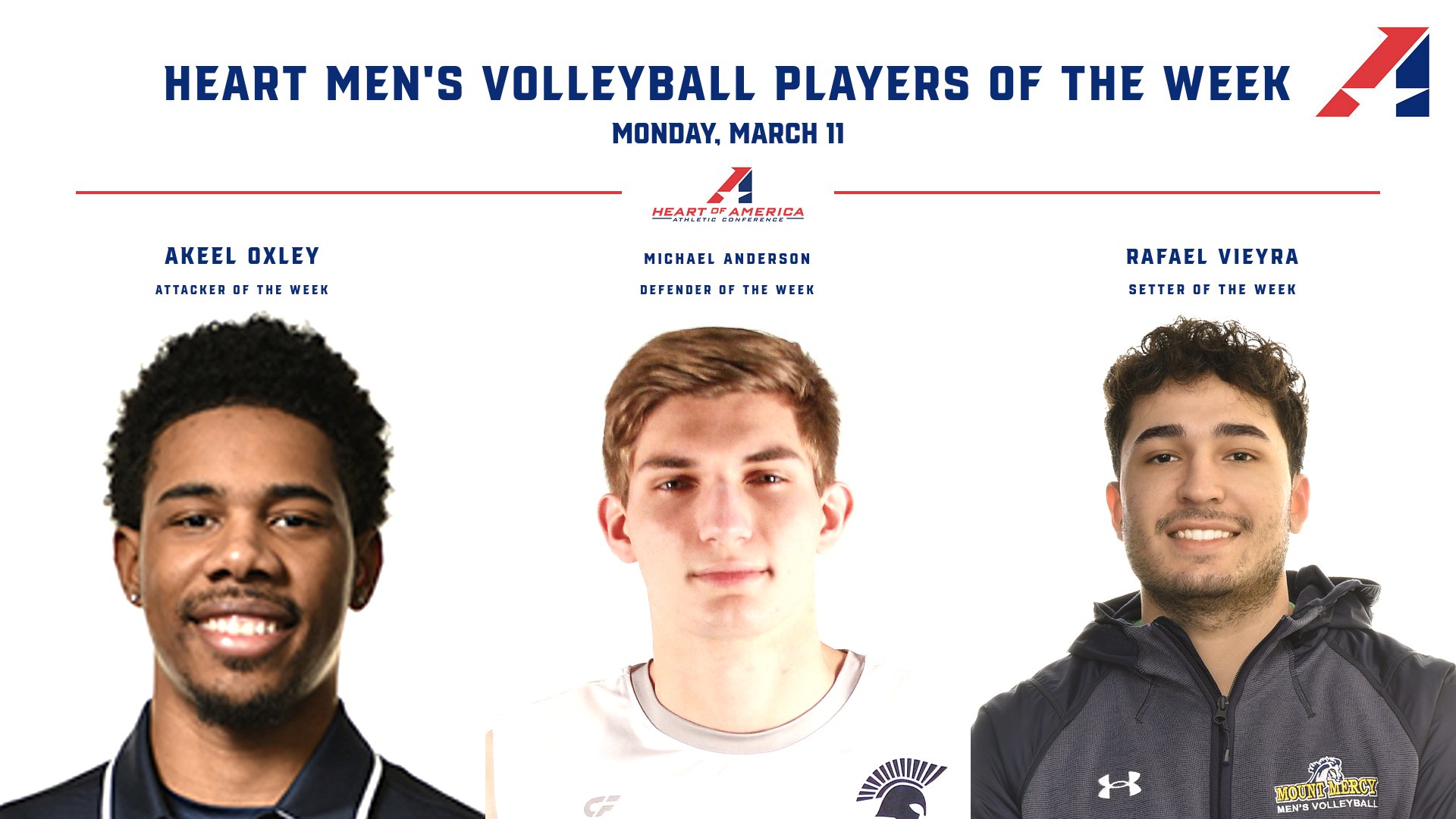 Mustangs, Spartans Take Home Heart Men&rsquo;s Volleyball Weekly Awards