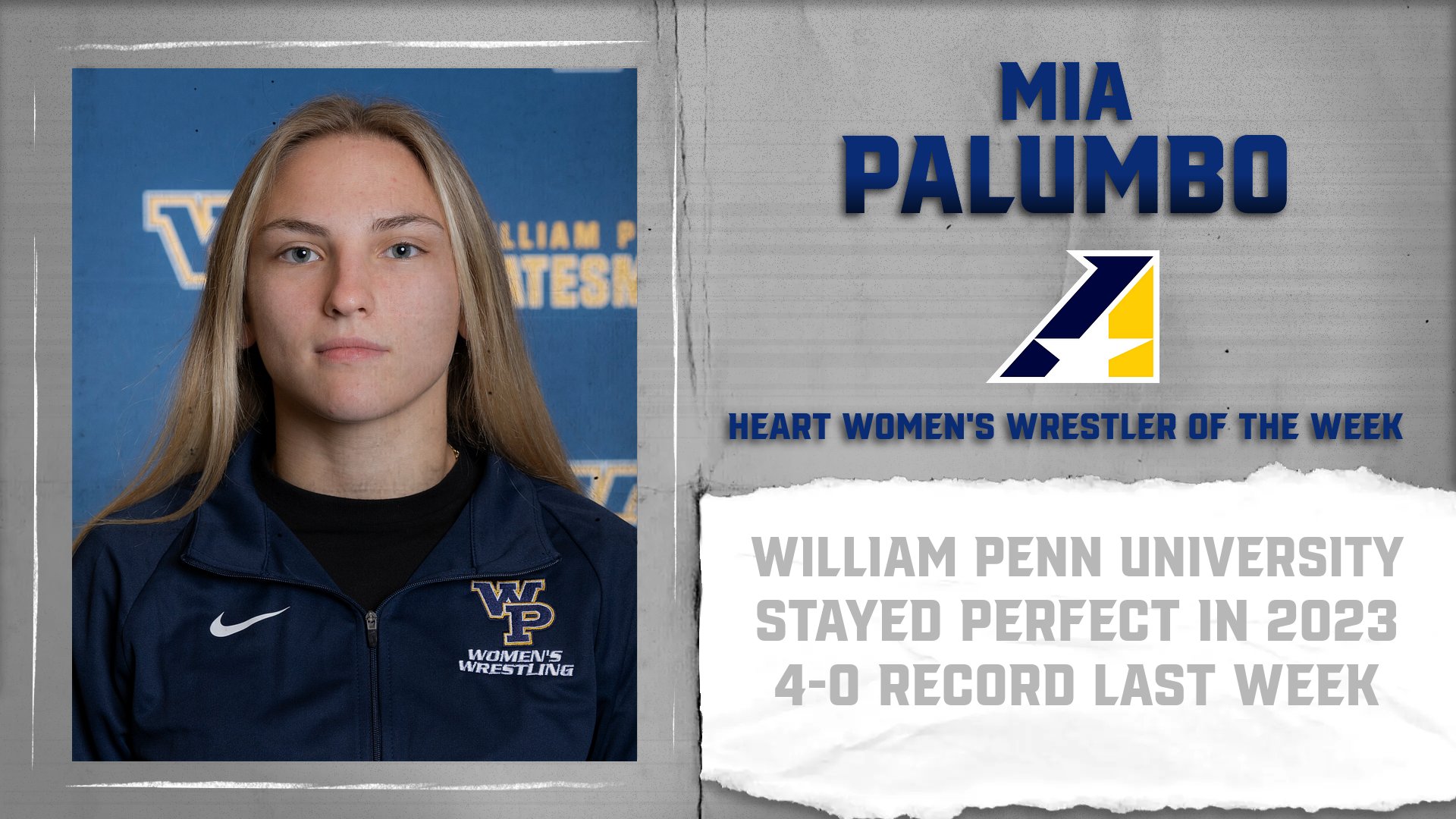 No. 1 Ranked Mia Palumbo Earns Second Heart Women&rsquo;s Wrestler of the Week