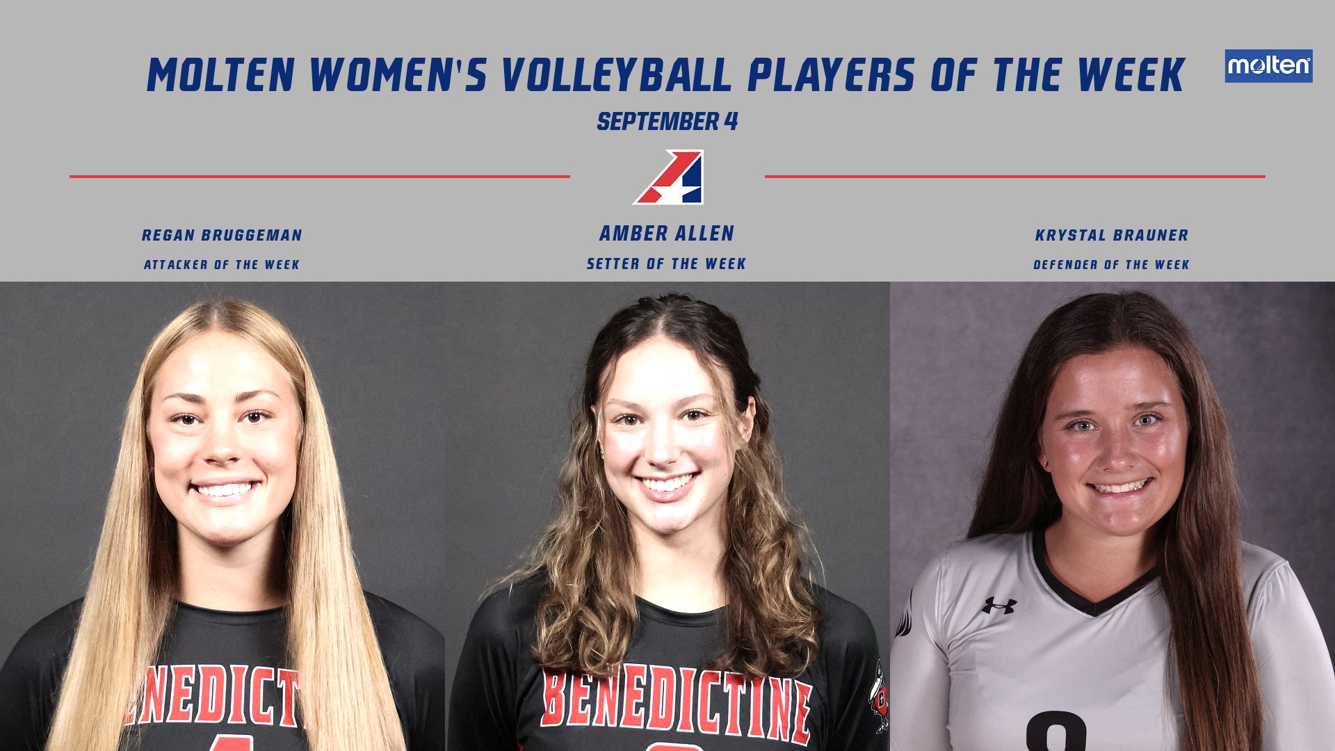 Heart Announces Molten Women’s Volleyball Players of the Week