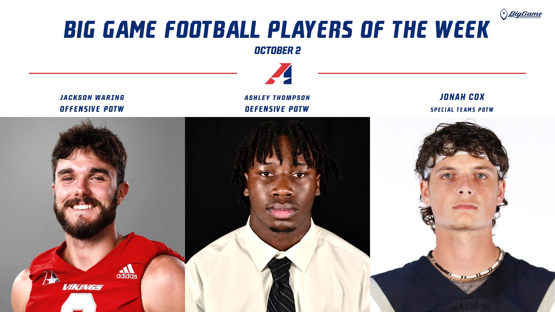 Big Game Football Players of the Week Announced